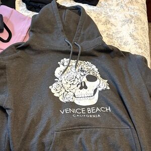Gray Venice Beach Skull Hoodie